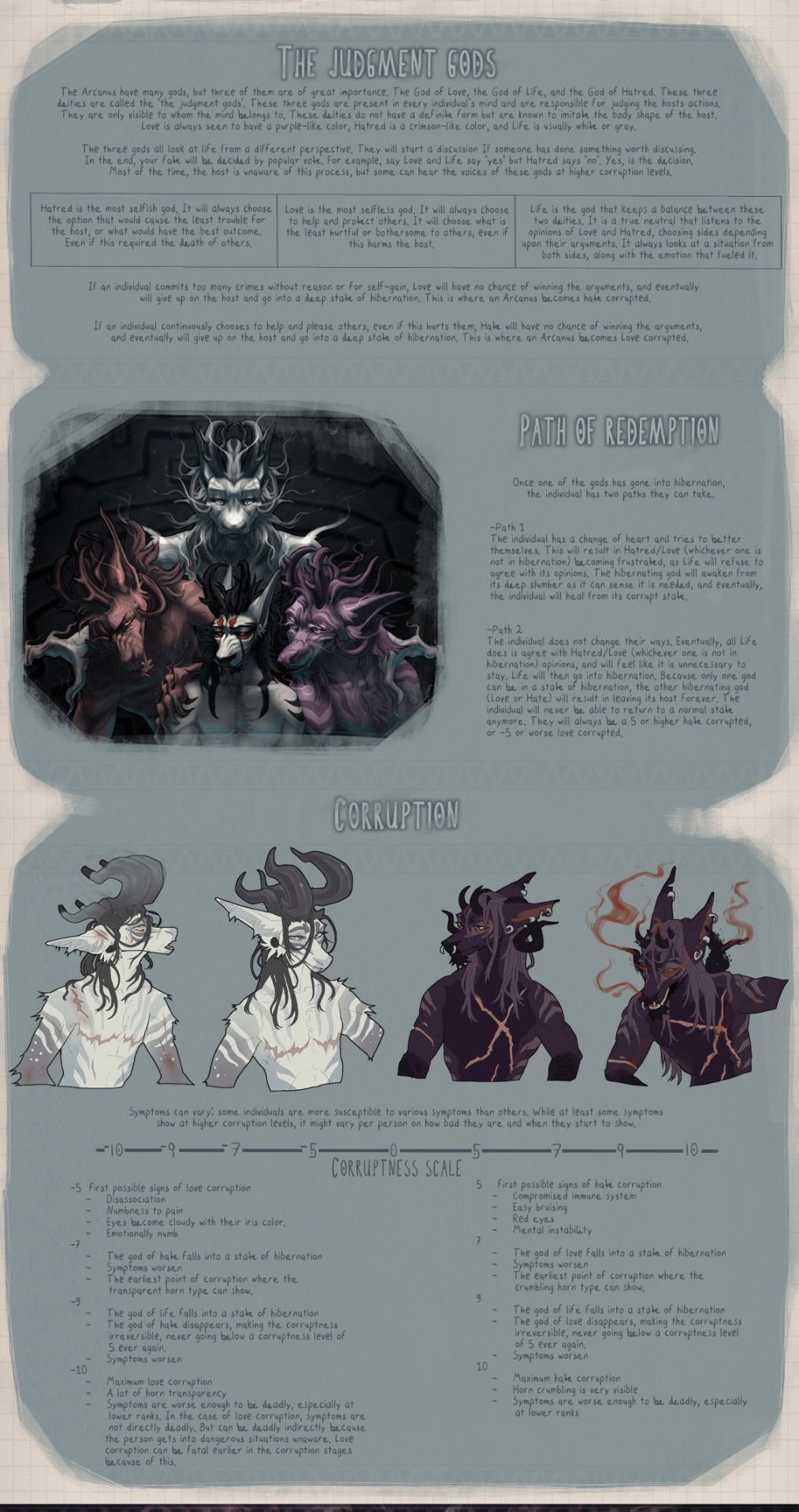 The Judgment Gods, Path of Redemption, and Corruptness Scale