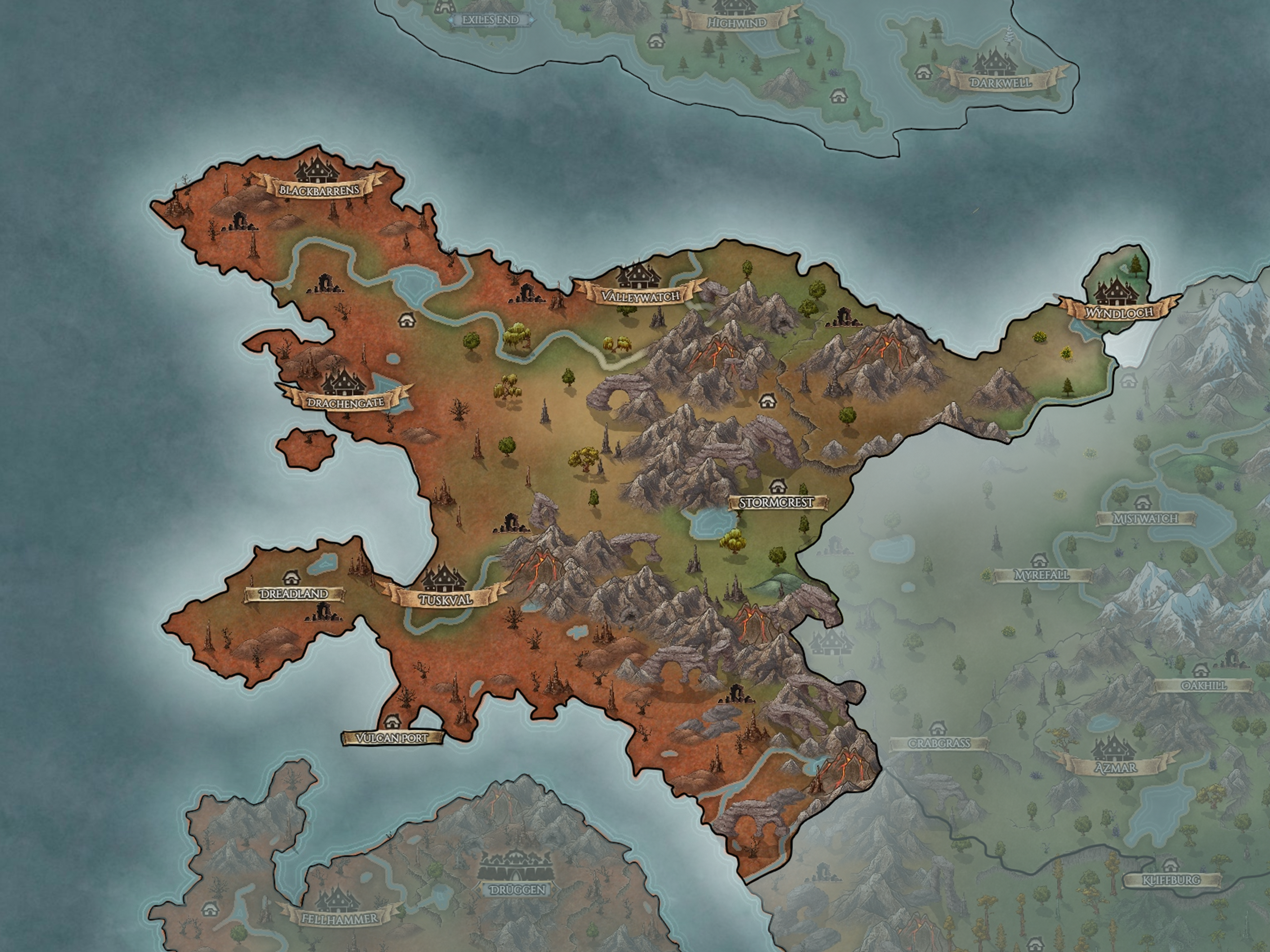 Map closeup of Korvash