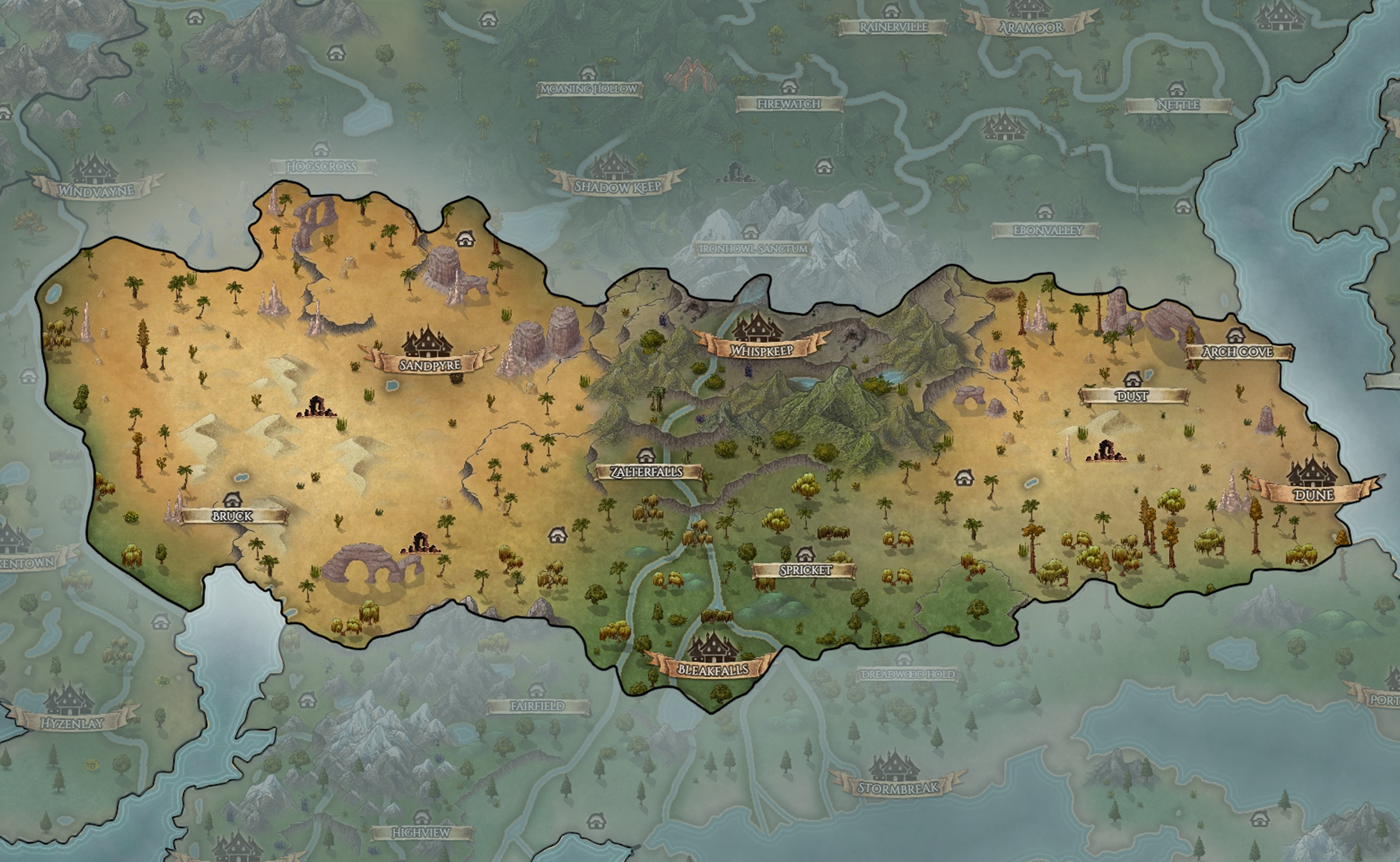 Map closeup of Arakesh